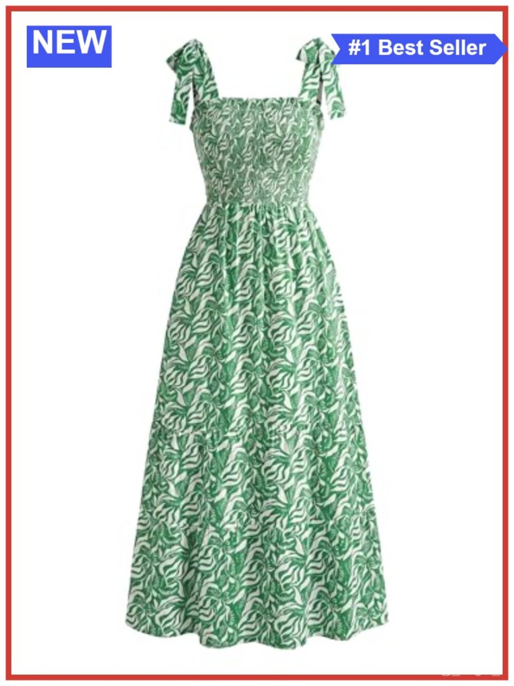 Spaghetti Strap Smocked Maxi Dress, Viscose Flowy Fit & Flare Sundress